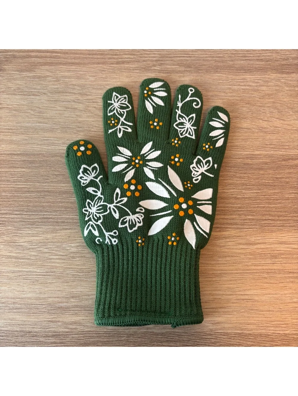Temp-tations Oven Safe Gloves/Mitts, Green Floral Design, Pair, Cotton